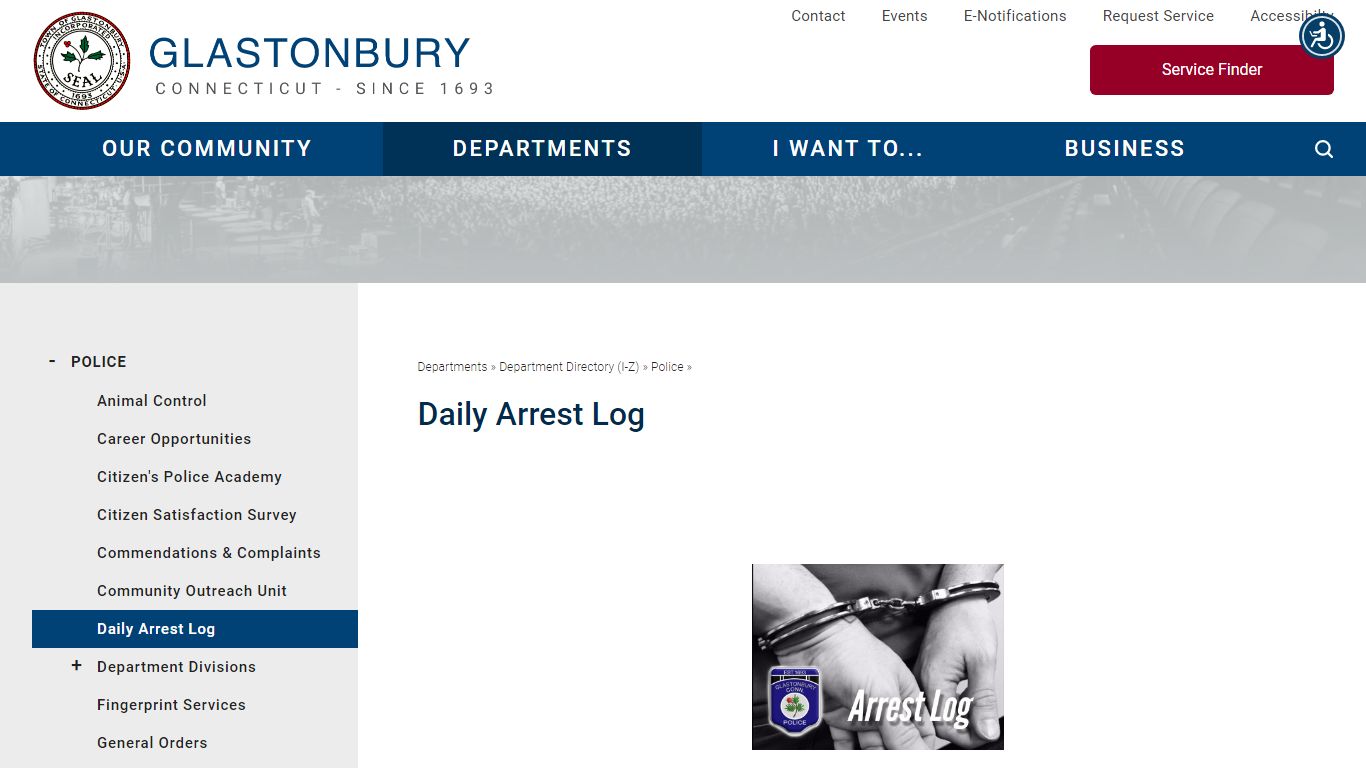 Daily Arrest Log | Glastonbury, CT